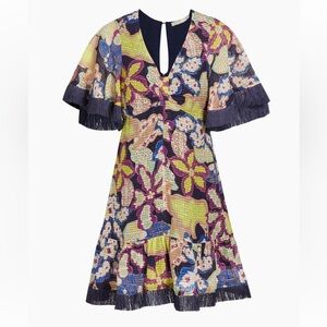 Marie Oliver Octavia Linen-Blend Floral Minidress New w/ Tags Size 4 Iris Doodle